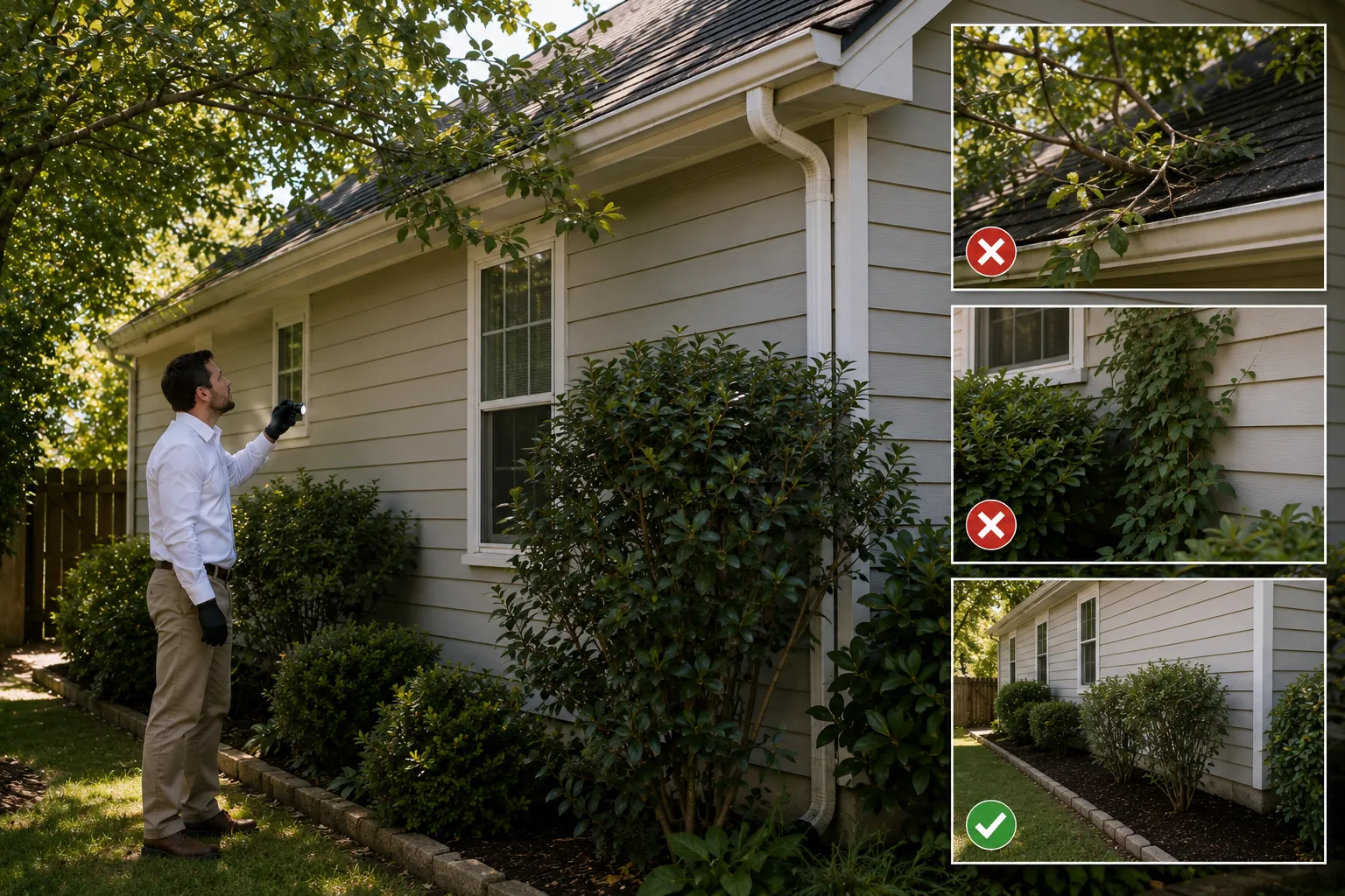 Trees and Landscaping Touching the House
